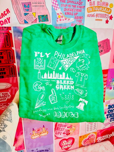 Philly Football Doodle Crew/T-Shirt